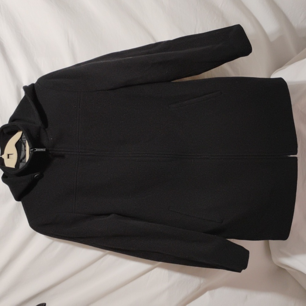 (D-8) Calvin Klein Cashmere/Wool Blend Coat With Detachable Hood